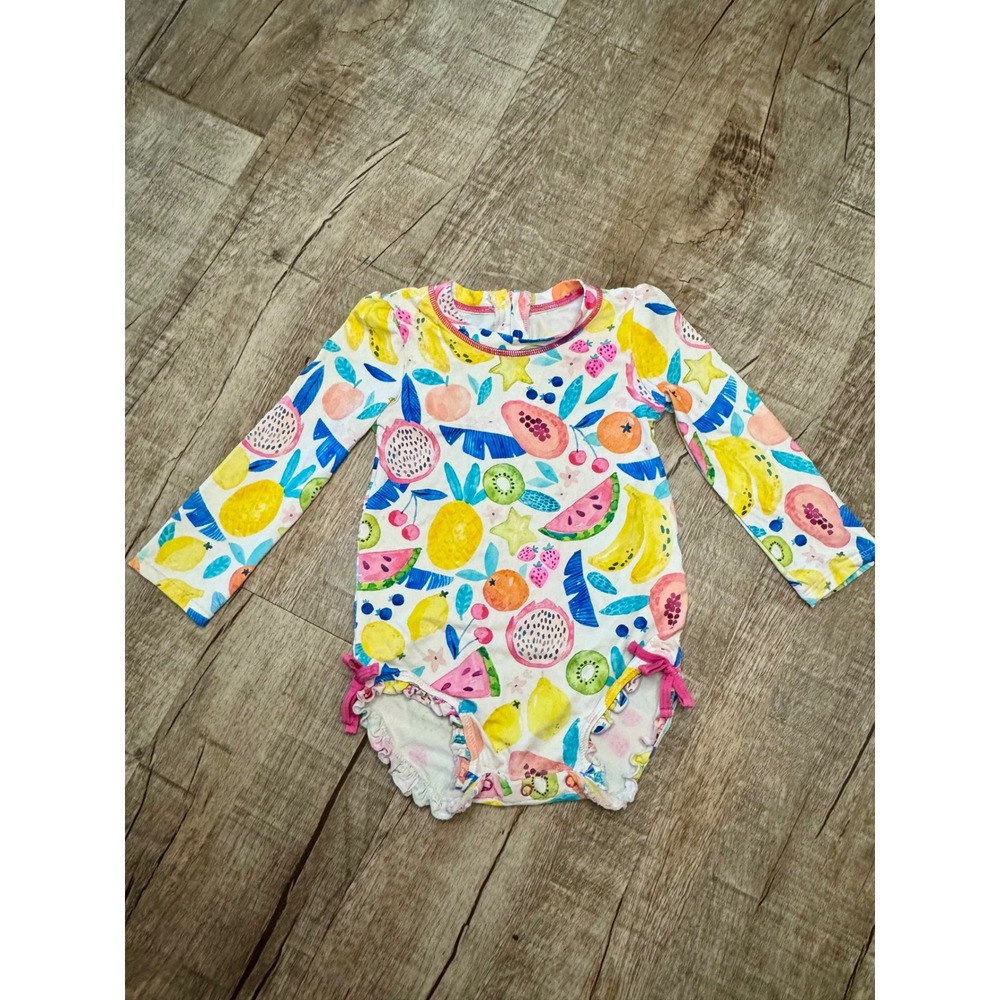 Hatley‎ Girls Tropical Fruit Rash Guard One Piece Swimsuit 12-18M